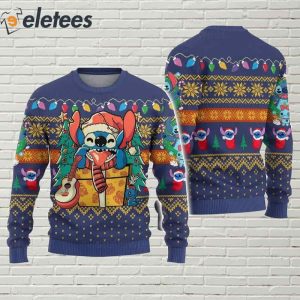 Stitch Santa With Guitar Xmas Gift Ugly Christmas Sweater 2