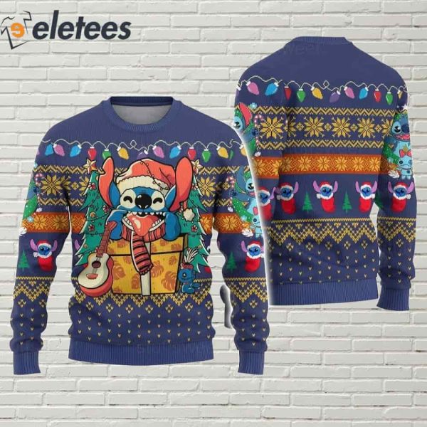 Stitch Santa With Guitar Xmas Gift Ugly Christmas Sweater