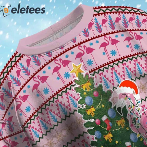 Sweet Flamingo Christmas Tree Ugly Christmas Sweater