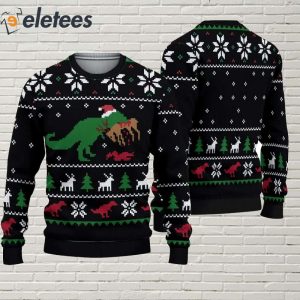 T Rex Ugly Knitted Christmas Sweater 2