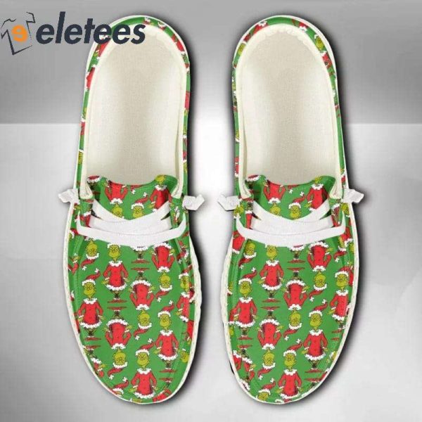 The Grinch Santa Hat Christmas Dude Shoes