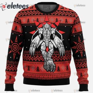 The Strongest Dragon Wargreymon Digimon Ugly Christmas Sweater