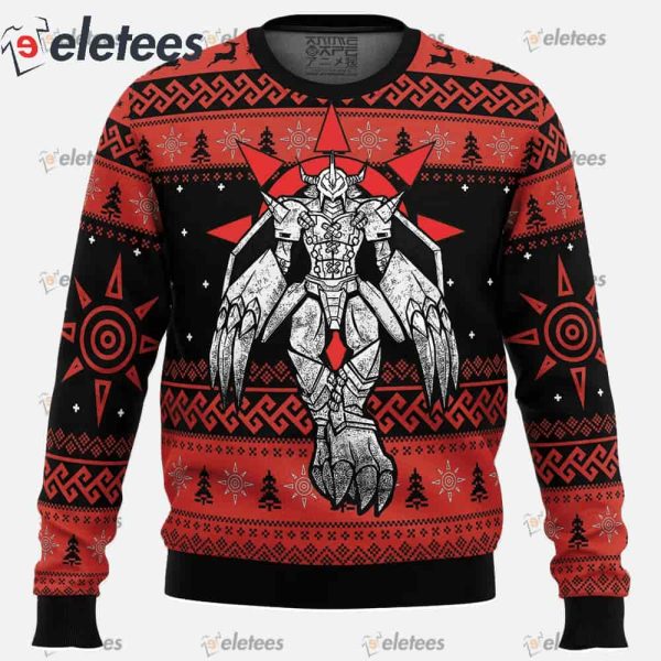 The Strongest Dragon Wargreymon Digimon Ugly Christmas Sweater