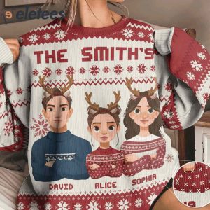 This Is Our Family 3 Members Custom Name Ugly Christmas Sweater1