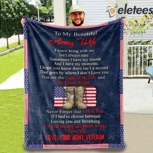 To My Beautiful Army Wifr Love Your Army Veteran Blanket