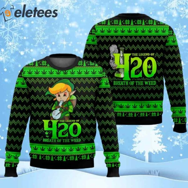 Toon Link The Legend Of 420 Breath Of The Weed Ugly Christmas Sweater