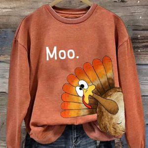 Turkey Moo Thanksgiving Sweatshirt 1