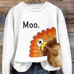 Turkey Moo Thanksgiving Sweatshirt 2