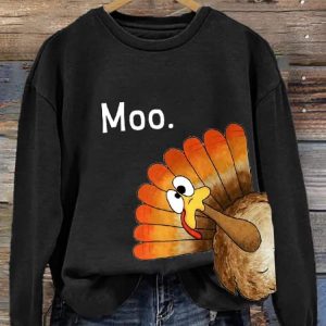 Turkey Moo Thanksgiving Sweatshirt 3