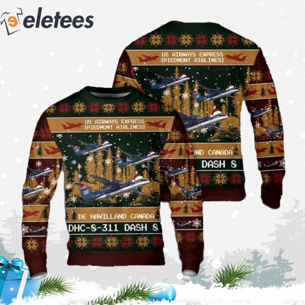 US Airways Express Piedmont Airlines De Havilland Canada DHC-8-311 Dash 8 Ugly Christmas Sweater