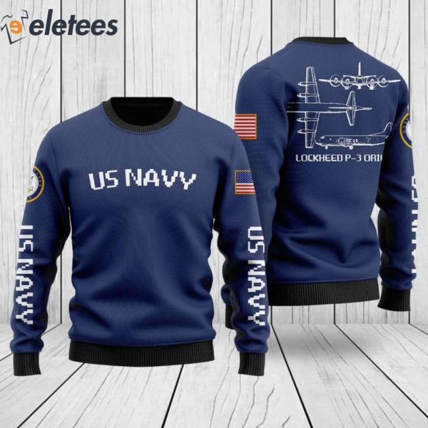 US Navy Lockheed P-3 Orion Ugly Christmas Sweater