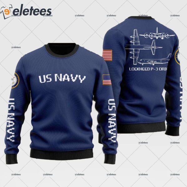 US Navy Lockheed P-3 Orion Ugly Christmas Sweater