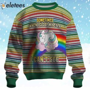 Unicorn Cannot See Ugly Christmas Sweater