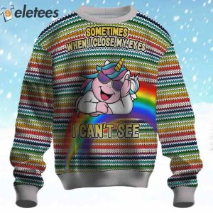 Unicorn I Can’t See Ugly Christmas Sweater