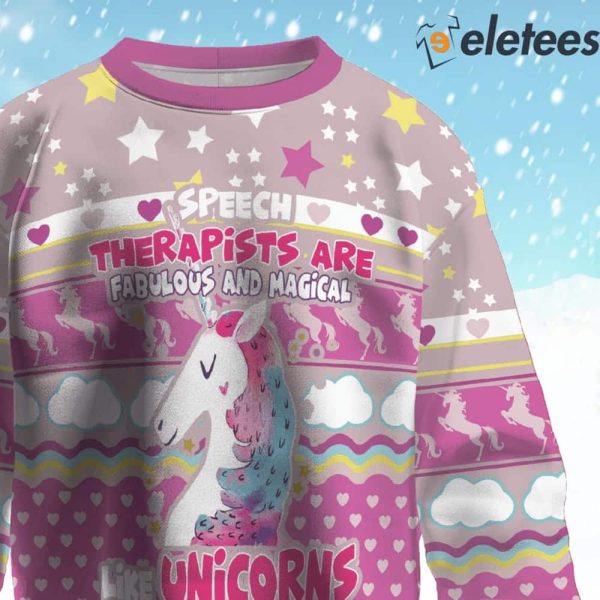 Unicorns Speed Therapist Are Fabulous And Magical Ugly Christmas Sweater