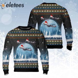 United Airlines Boeing 747 422 Tulip Lahaina Harbor Ugly Christmas Sweater 2