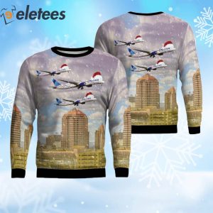 United Airlines Boeing 787 Dreamliner Over Albuquerque Ugly Christmas Sweater 2
