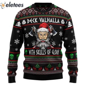 Viking Deck Valhalla With Skulls of Glory Ugly Christmas Sweater