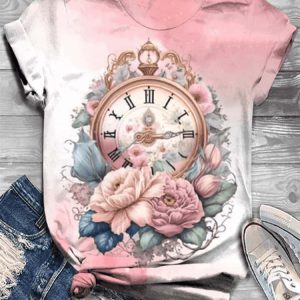 Vintage Floral Clock Print Shirt