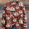 Vintage Santa Christmas Santa Ugly Print Knit Pullover Sweater