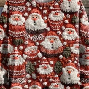 Vintage Santa Christmas Santa Ugly Print Knit Pullover Sweater 2