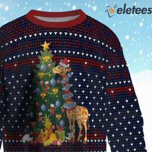 Warm Christmas With Giraffe Ugly Christmas Sweater 2