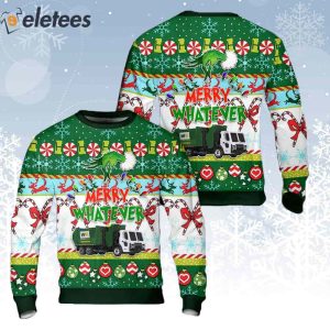 Waste Management Mack LR With McNeilus ZR Side Loader Ugly Christmas Sweater 2