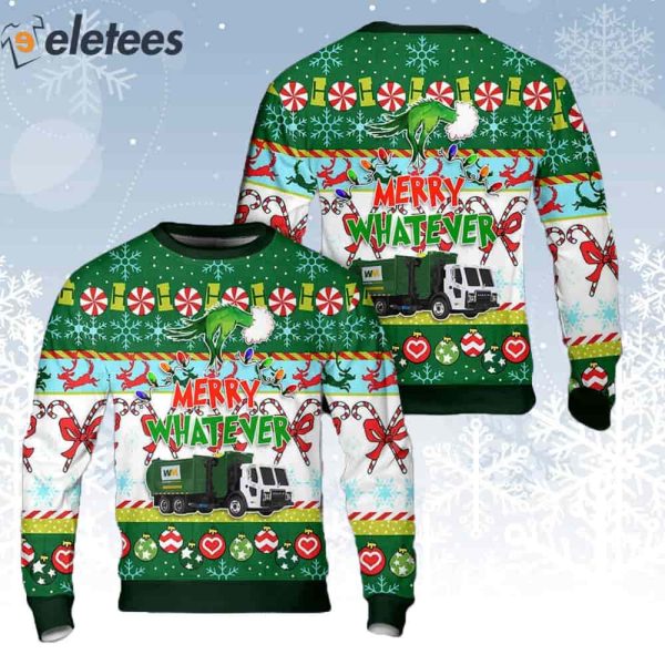 Waste Management Mack LR With McNeilus ZR Side Loader Ugly Christmas Sweater
