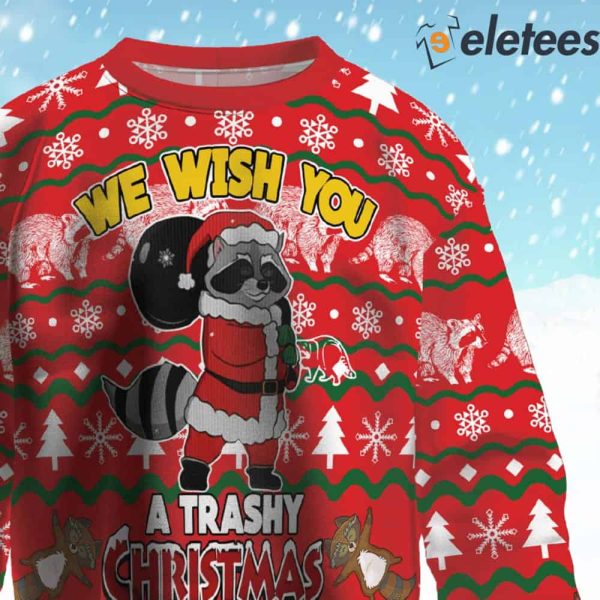 We Wish You A Trashy Christmas Raccoon Ugly Christmas Sweater