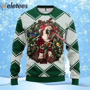Wild Hockey Pug Dog Ugly Christmas Sweater