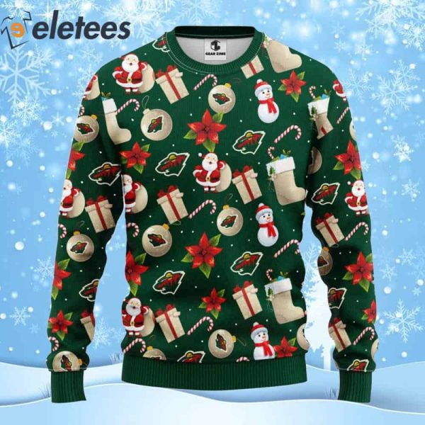 Wild Hockey Santa Claus Snowman Ugly Christmas Sweater