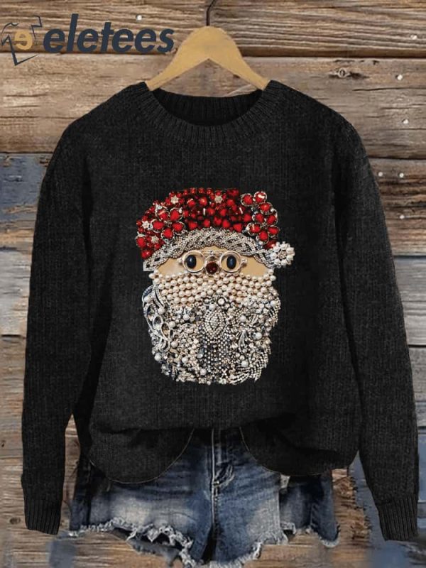 Women Christmas Santa Claus Jewel Art Sweatshirt