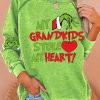 Women My Grandkids Stole My Heart Christmas Print Casual Sweatshirt