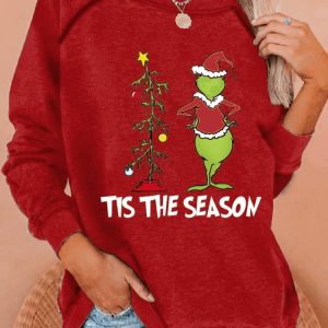 Women Tis The Season Christmas Print Casual Sweatshirt2