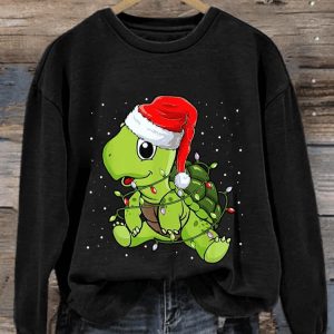 WomenS Casual Merry Christmas Turtle Sweatshirt1