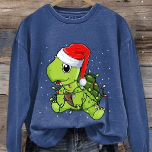 WomenS Casual Merry Christmas Turtle Sweatshirt2