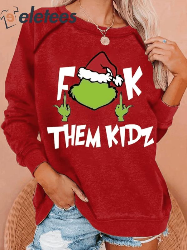 Women’S Christmas Green Fur Monster Print Casual Sweatshirt