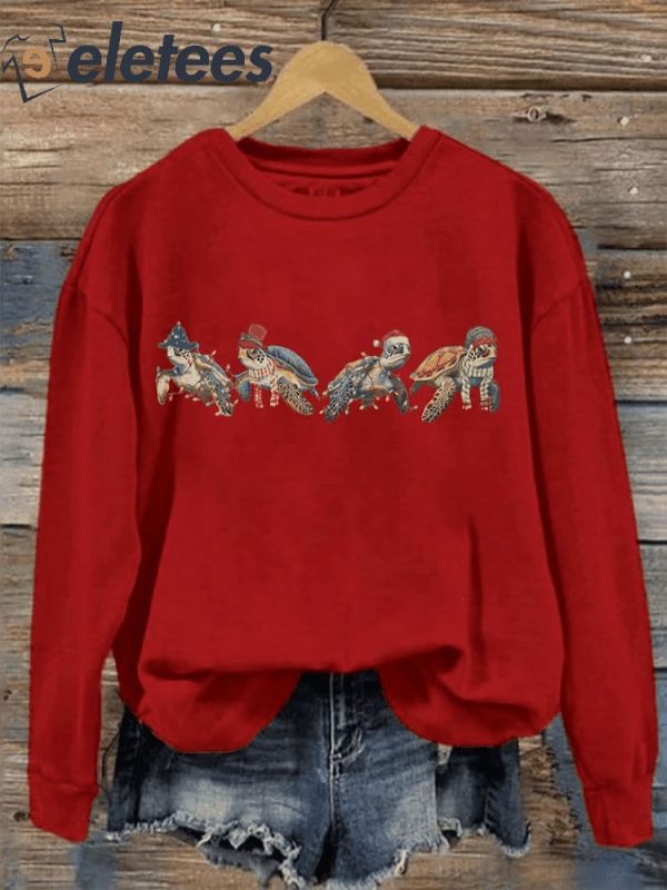 Women’S Christmas Sea Turtles Sweatshirt