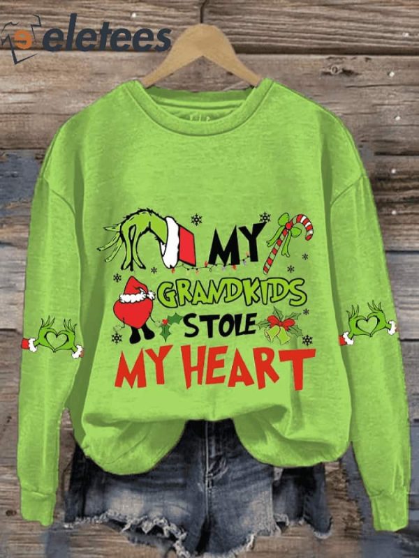 Women’S My Kids Stole My Heart Print Casual Sweatshirt