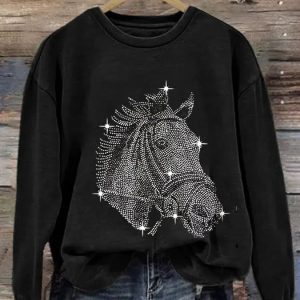 Women’S Western Horse Print Casual Sweatshirt