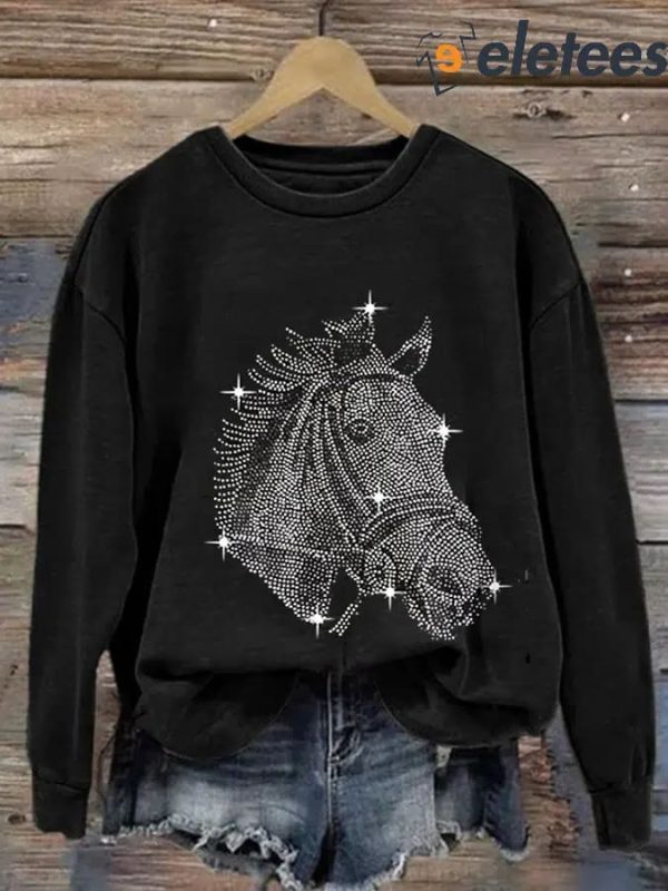 Women’S Western Horse Print Casual Sweatshirt