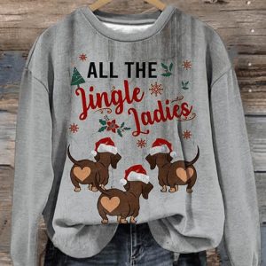 Women’s All The Jingle Ladies Dachshund Christmas Print Sweatshirt