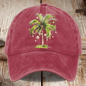 Womens Casual Christmas Palm Tree Print Baseball Cap
