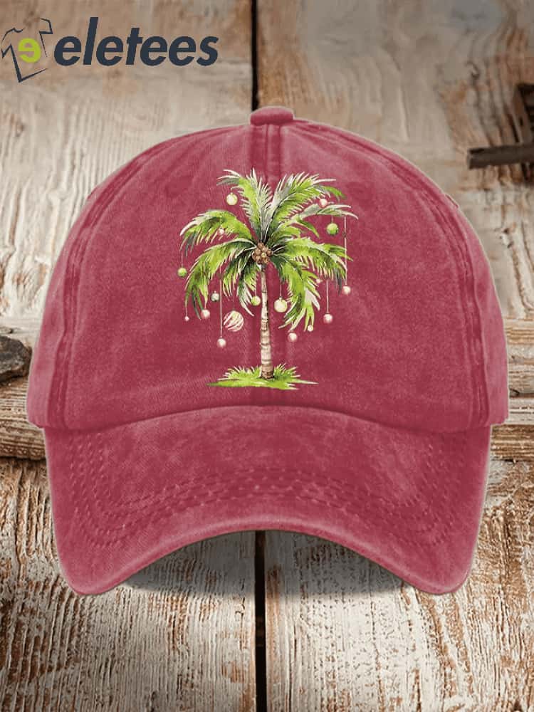Women’s Casual Christmas Palm Tree Print Baseball Cap