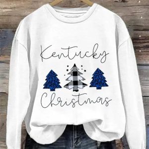 Women's Casual Kentucky Christmas Printed Sweatshirt