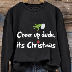 Womens Cheer Up Dude Its Christmas Green Monster Print Sweatshirt3