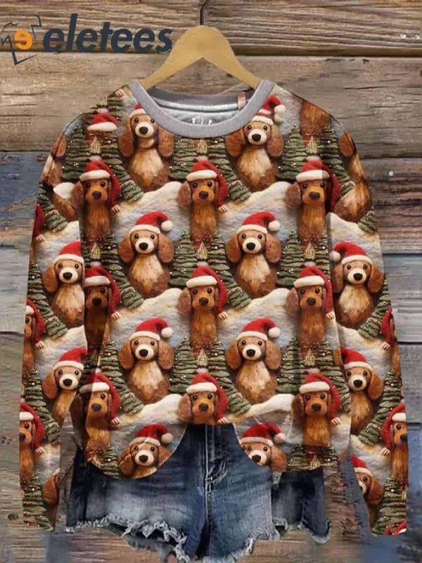 Women’s Christmas Casual Animal Print Long Sleeve Sweatshirt
