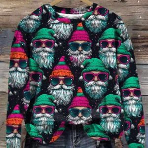 Women’s Christmas Casual Print Crew Neck Pullover Sweatshirt