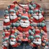 Women’s Christmas Colorful Cute Santa Print Sweatshirt