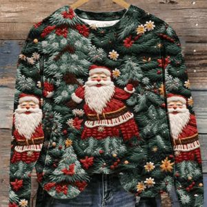 Women’s Christmas Colorful Santa Print Sweatshirt